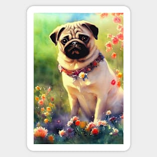 Watercolor pug puppy Sticker